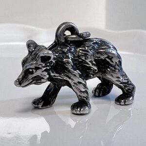 Vintage 3D Grizzly Bear Yellow Stone Sterling Silver 925 Charm